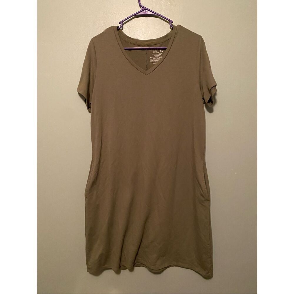 Time And Tru Green Short Sleeve Pocket Dress Size Large